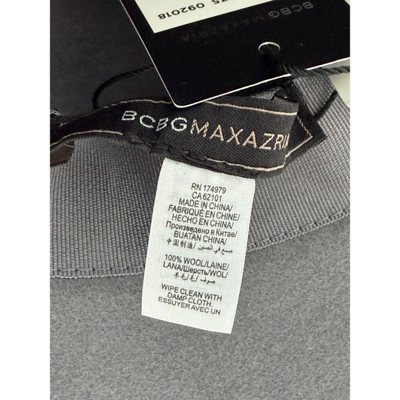 BCBGMAXAZRIA Grey 100% Wool Wide Brim Hat with O-Ring Band NWT - Picture 5 of 5
